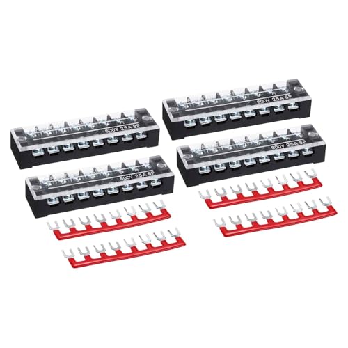 Bornier à double rangée 600V 25A MECCANIXITY avec 8 bandes barrières isolées