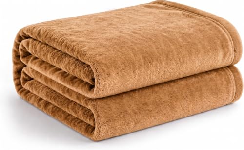 Image of Cotton Bolls Textiles Cozy Plush AC Blanket for Single Bed, Lightweight All Season Blanket, Ultra Soft Blanket for AC Room, Mild Winter, Can Be Used as Bedsheet in Winter, 90x90 Inches, Brown