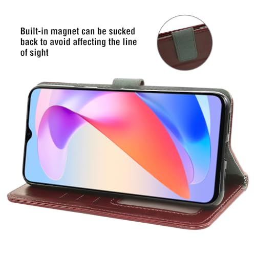 Coque cuir Honor X6A Asuwish marron avec rabat et vitre de protection - 3