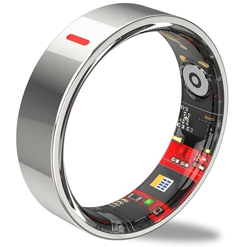 Smart Ring Health Tracker for Women Men, Sleep Tracker with Heart Rate,SPO₂,Blood Pressure, Fitness Ring for Activity Monitoring, No Subscription (Glacial Silver, 12#)