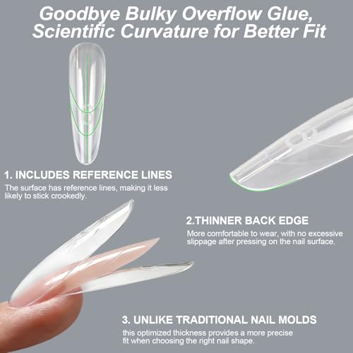 240 Stück Dual Nail Forms, Sandwich Nagel Formen, Polygel Set Nagelverlängerung, Transparente Nagel Gel Formen Set für Polygel Extension Nagelkunst Salon (Mandelförmig)