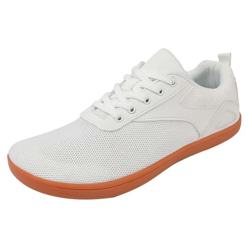 Zapatillas de verano y otoño informales para hombre, planas, ligeras, de malla, transpirables, color negro, para mujer, White, 4 UK 3X-Narrow