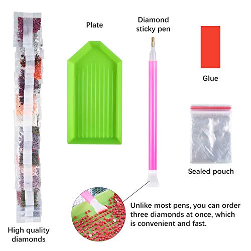 Heyu-Lotus 2 Pack DIY Diamant Malerei, Rose Blumen Vollbohrmaschine Kristallstickerei Kreuzstich, Wohnkultur… – Bild 4