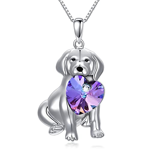 Yosopretty Dog Necklace 925 Sterling Silver Puppy Heart Crystal Pendant Necklace Animal Jewelry Gifts For Women Girls #TOP15