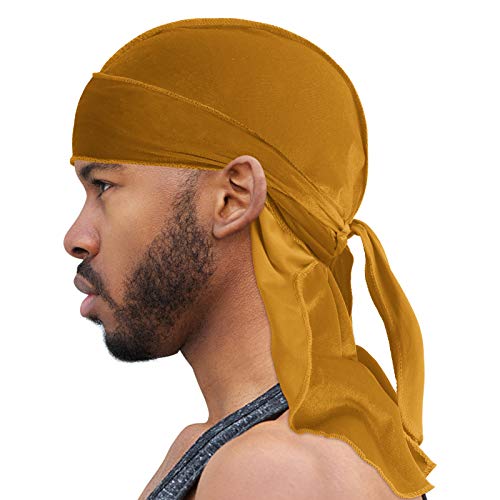 Velvet Durags for Men, Waves Durag with Long Tail Wide Strap,Du-Rag for 360 Wave