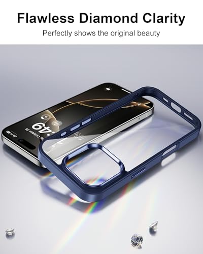 Image of HOOMIL Case for iPhone 16 Pro 6.3-Inch, Non-Yellowing, Drop Protection, Anti-Scratch Transparent Hard Back Phone Cover - Blue