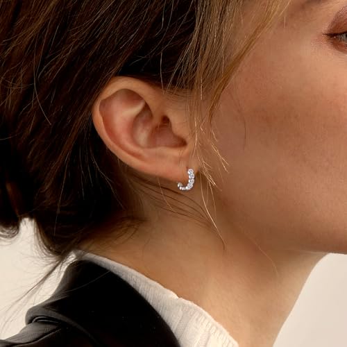 Heart Hoop Earrings with White Cubic Zirconia Sterling Silver Love Heart Huggie Earrings Cartilage Tiny Cute Small Huggie Hoops Hypoallergenic for Sensitive Ear for Women Daughter Birthday Anniversary4