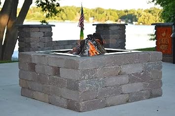 Firebuggz Heavy Duty Stainless Steel Fire Pit Ring Insert for Outdoors - 24 Square Insert, 32 Outside Flange, 10 Height