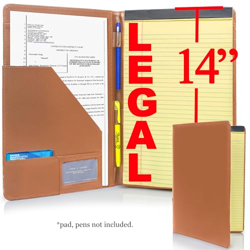 Legal Size Padfolio, 8.5 x 14 Inch Portfolio Folder for Legal Pad, Professional Padfolio for Job Interviews, Business Meetings, and Attorneys (Saddle Tan) by Stradfield - Image 9