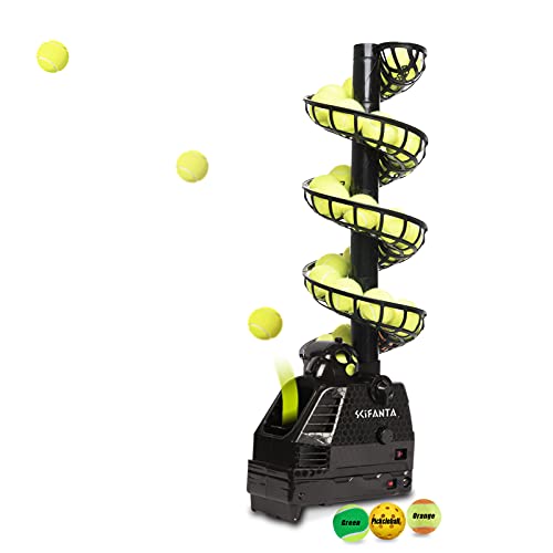 SCIFANTA Adjustable&Portable Tennis Ball Tosser w/Oscillation for Self-Practice|Ball Launcher for Beginners/Kids/Coaches/Home-Court|Accurate&Efficient Feed Machine |AC & Battery Powered