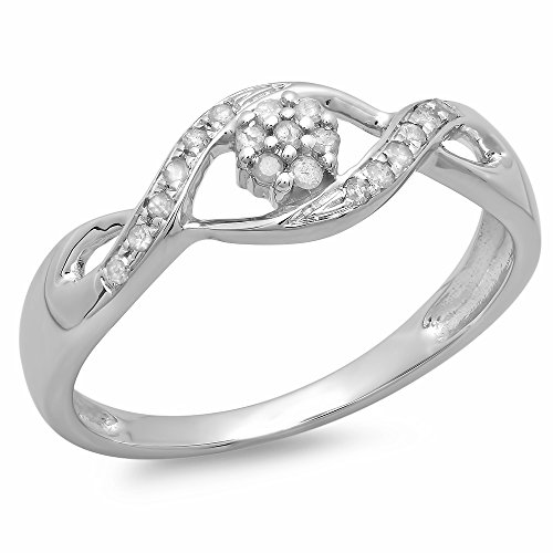Dazzlingrock Collection Anillo de compromiso de oro de 10 quilates con diamantes blancos redondos de 0,15 quilates Dazzlingrock Collection Anillo de compromiso de oro de 10 quilates con diamantes blancos redondos de 0,15 quilates