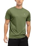 [YSENTO] ランニングシャツ メンズ トレーニングウェア 半袖 クルーネック スポーツシャツ ジムウェア ストレッチ ドライ Tシャツ UVカット フィットネス T-シャツ アウトドアシャツ (グリーン M)