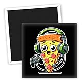 Lustiger Gamer Kühlschrankmagnet mit Pizza und Controller - coole Gamer Magnete - witzige Kühlschrankdeko - Geschenkideen für Gamer - langlebige Kühlschrankmagnete - Gaming Zubehör