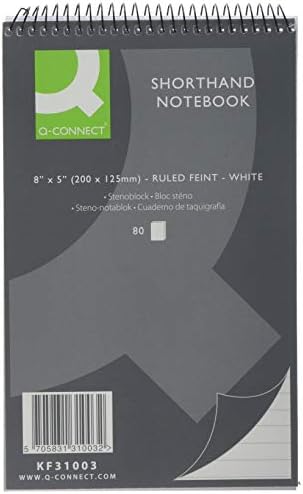 Q-Connect Feint Ruled Shorthand Notebook 80 Pages, 200 x 125 mm, Pack of 20