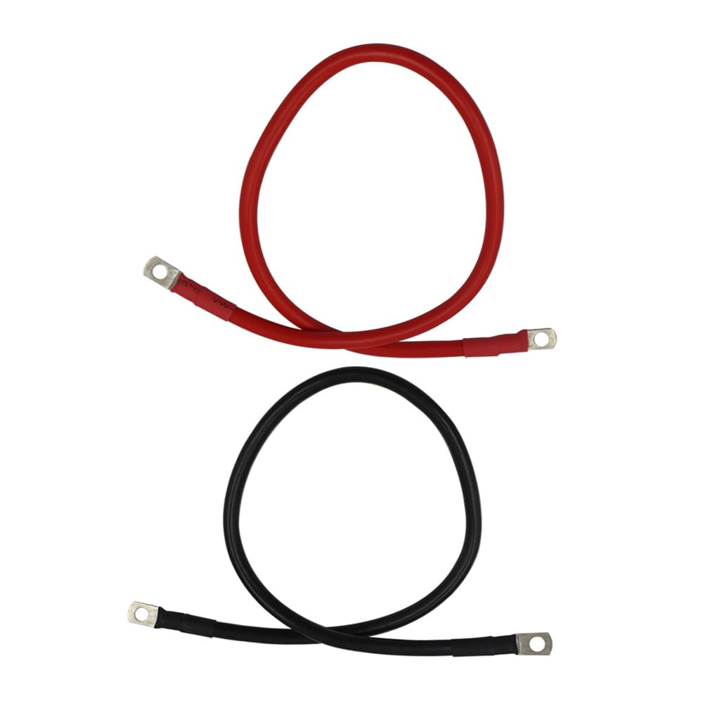 10AWG (6-6) Battery Cables, 50CM Copper Core Color Coded Cables (1 Positive & 1 Negative), Battery Power Inverter Cable for Car, Truck, Solar, Marine, Lawn Mower (2 Pack)