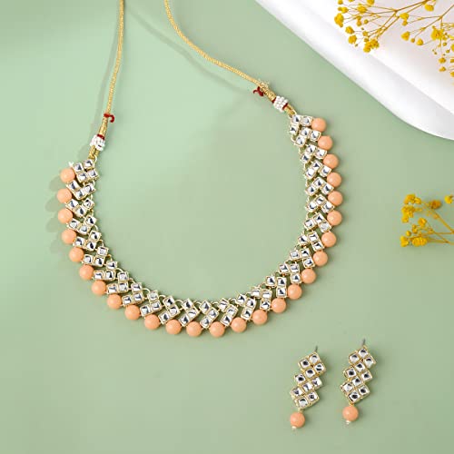 Image of Yellow Chimes Jewellery Set for Women and Girls Traditional Multicolor Jewellery Set for Wedding Gold Plated Choker Necklace Set | Birthday Gift for girls and women Anniversary Gift for Wife