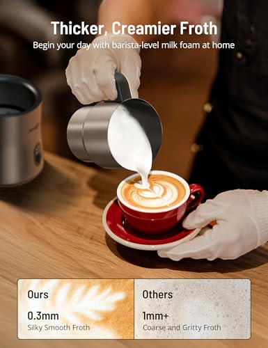 Image of Milk Frother and Steamer, PARIS RHONE 4 in 1 Detachable Milk Steamer, 500ml Hot Chocolate Maker and Milk Warmer with Hot & Cold Foam, Dishwasher Safe, All Stainless Steel