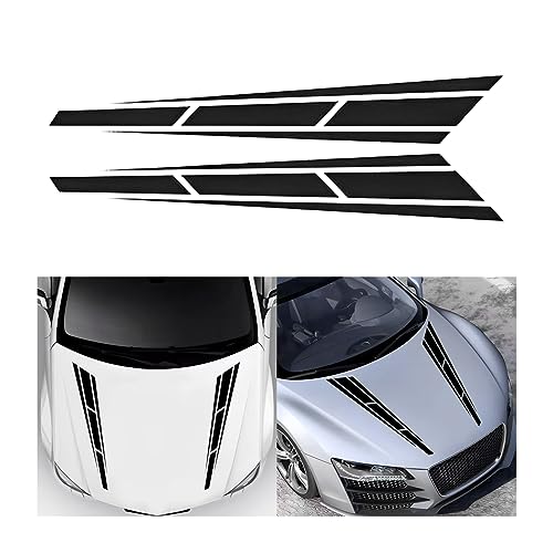 JNNJ - JNNJ 2 Stück Auto Haube Streifen Aufkleber, Auto Racing Karosserie Stoßstange Aufkleber Vinyl Streifen, Aufkleber Streifen Dekoration Für Autos Geländewagen(Schwarz)
