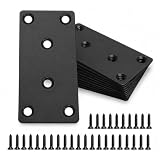 OMIDEAS 10 × Placas planas de unión (80 × 40 × 2) Soporte metálico perforado de fijación para madera – Conector de reparación en acero inoxidable, color negro