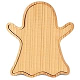 AWIZOM Halloween Wooden Serving Platter Ghost Shape Serving Tray Halloween Wood Charcuterie Board Wooden Snack Cheese Dish Plate for Fall Autumn Dinnerware Supplies,12.6x14.17x0.59