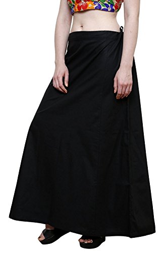 CRAFTSTRIBE Black Saree Petticoat Solid Inskirt Underskirt Indian Women Sari Innerwear Skirt