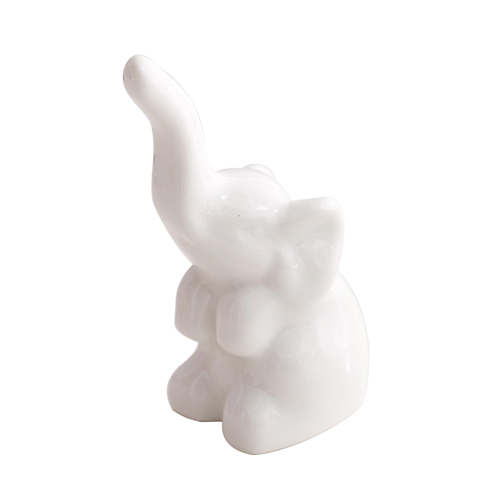 Bemonew Elephant Statue, 3.5 x 1.6 Small Ceramic Elephant Figurine, Creative Elegant Figurines, Feng Shui Decor, White Modern Decor for Shelves Home