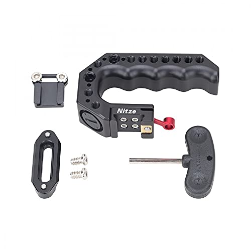 Image of Nitze PA28 Lil Stinger NATO Clamp Top Handle with 1 /4 3 /8 Thread n Locating Holes for DSLR Camera Cage (PA28M-AK)