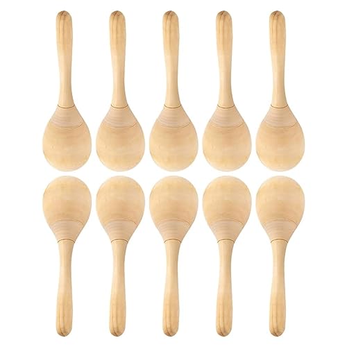 Ronlok 10 Maracas Sonajeros de percusión manual Maracas de madera DIY con sonido de golpe nítido para musicales de madera duradera