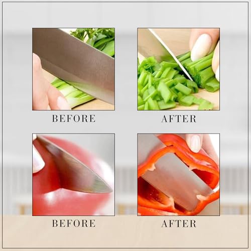 Image of 3-in-1 Professional Grade Knife Sharpener Pack of 1, Easy Handle Grip with Stable Base, 3-Stage Sharpening Tool for All Types of Knives
