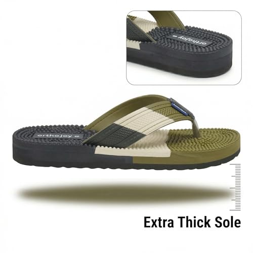 Image of Men's Orthopedic Doctor Slippers with Acupressure Sole | Extra Soft Ortho Chappal for Men | Daily Use Home & Casual Footwear | Soft Cushion Foam Slipper for Man - Lightweight, Anti-Skid Rubber