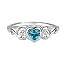 Sterling Silver March CZ Simulated Birthstone Baby Ring with Heart