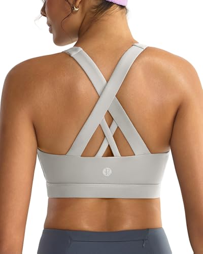 Image of RUNNING GIRL Sports Bras for Women,Padded Strappy Sports Bras Criss-Cross Back Medium Support Sports Bras with Removable Cups