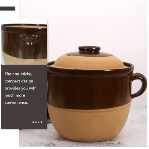 Olla de barro de 2l de cocina casera color khaki con doble asa 4