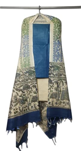 Image of ZERATEX Cotton Silk Hand Crafted Unstitched Suit Set for Women with Dupatta | Cotton Silk Salwar Suit Dress Material for Women & Girls | Top - 2.5 M, Bottom - 2.50 M & Dupatta - 2.5 M