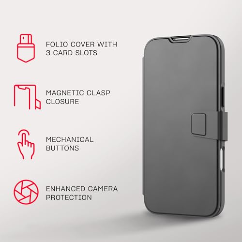 Image of Tech21 EvoLite Wallet for iPhone 16 Pro Max 3 Card Slot Wallet - Impact Protection Case - in Black