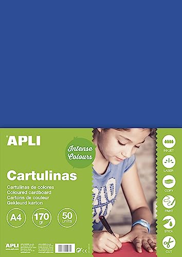 Papier cartonné A4 bleu foncé Apli 14243 pour dessin, carterie et loisirs