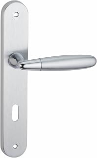 Thirard Mirella 2 Rosetten-Türgriffset, 195 mm Lochabstand, Oberfläche: Chrom satiniert/glänzend, für Innentüren – Hebelgriffe aus Aluminiumlegierung – Metallschrauben – 7 mm Stahlspindel