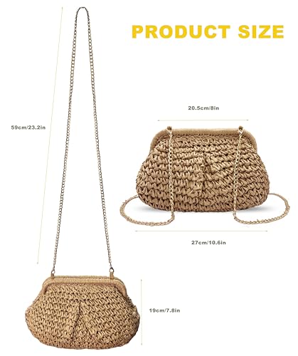Image of Beurlike Straw Clutch Purses for Women Crossbody Vacation handbags Woven Boho Pouch bags summer Beach Evening Bags
