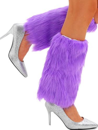 Fuzzy Leg Warmer Winter Fluffy Leg Warmers Boot Covers Mardi Gras Y2k Cosplay New Year Rave Outfit for Women