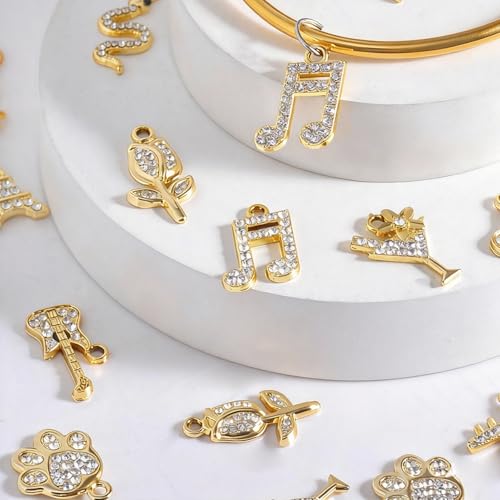 Image of stino Rhinestone Charms for Jewelry Making, Metal Pendants for Necklace Bracelet Earrings