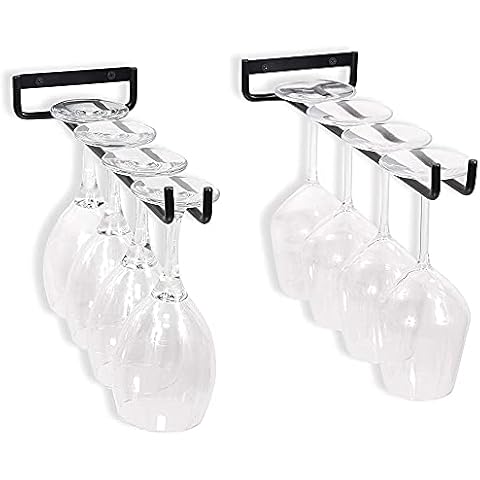 zfdg Wine Cup Metal Organizer, Wine Glass Rack with Screws, Wine Glass Rack, Stemware Racks, Stemware Wine Cup Holder, for Bar Kitchen Wine Cabinet Wine Glass Storage Collection (Black) Cover
