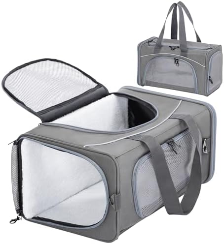 Petsfit Transporttasche Hunde und Katze, Katzentransportbox Hunde Katze Flugtasche für Haustiere im Auto Flugzeug oder in der Bahn