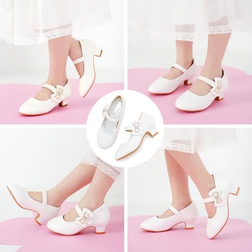 Image of Dufannie Girls Dress Shoes Princess Flats Heels for Toddler Little Big Kids