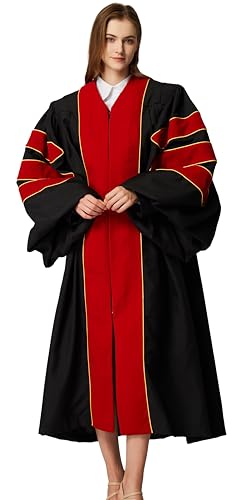 Image of MyGradDay Unisex Deluxe Graduation Doctorate Robe with Gold Piping Available for Customization