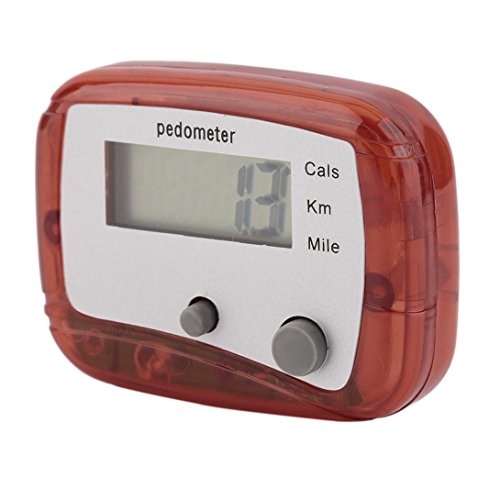 Relógio Pedômetro Digital Clip Contador Passos Cor Vermelho Transparente Distância Calorias Km Corri
