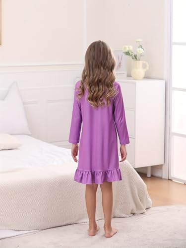 Bow Dream Toddler Girls Dress & Matching American Girl Doll Clothes - Purple Floral Pattern2