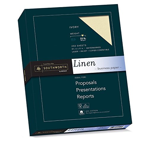Southworth Linen Business Paper, Ivory, 32 Pounds, 250 Count (J568C) by Southworth