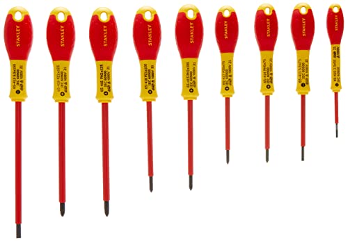 STANLEY 0-62-573 Jeu de Tournevis Fatmax Fabriqué en France - Isolés - Acier chromé - Anticorrosion - Sablage de l'Empreinte - Poignée Soft grip - mallette...