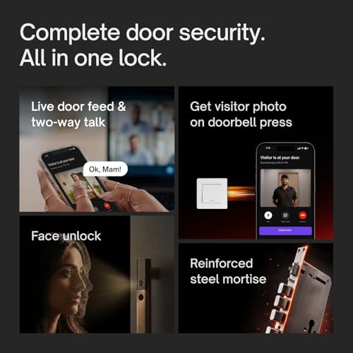 Image of Native Lock Ultra by Urban Company | Smart Door Lock | Face Unlock | Live HD Video & 2-Way Talk | 9-Way Unlock & Doorbell Connect | 5 Bolt Strength | 3-Year Unconditional Warranty | Free Installation