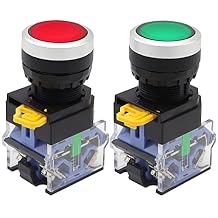 TWTADE/Red Green Momentary Switch, Red Mushroom Emergency Stop Latching Push Button Switch,Latching Select Selector Switch Station Box + 2pcs 22mm Panel Mount Red Green Momentary Push Button Switch